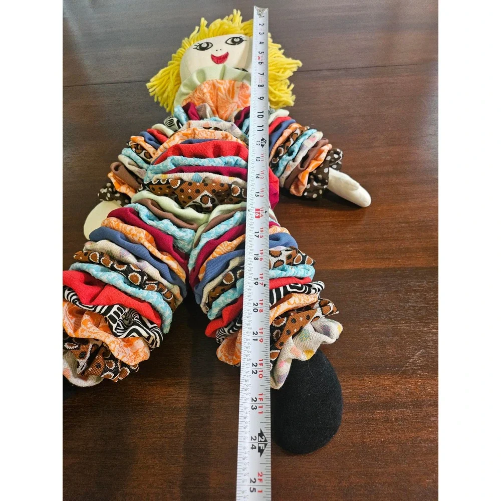 Vintage yo-yo Clown Doll Multicolor Scrunchie Body Plush Toy